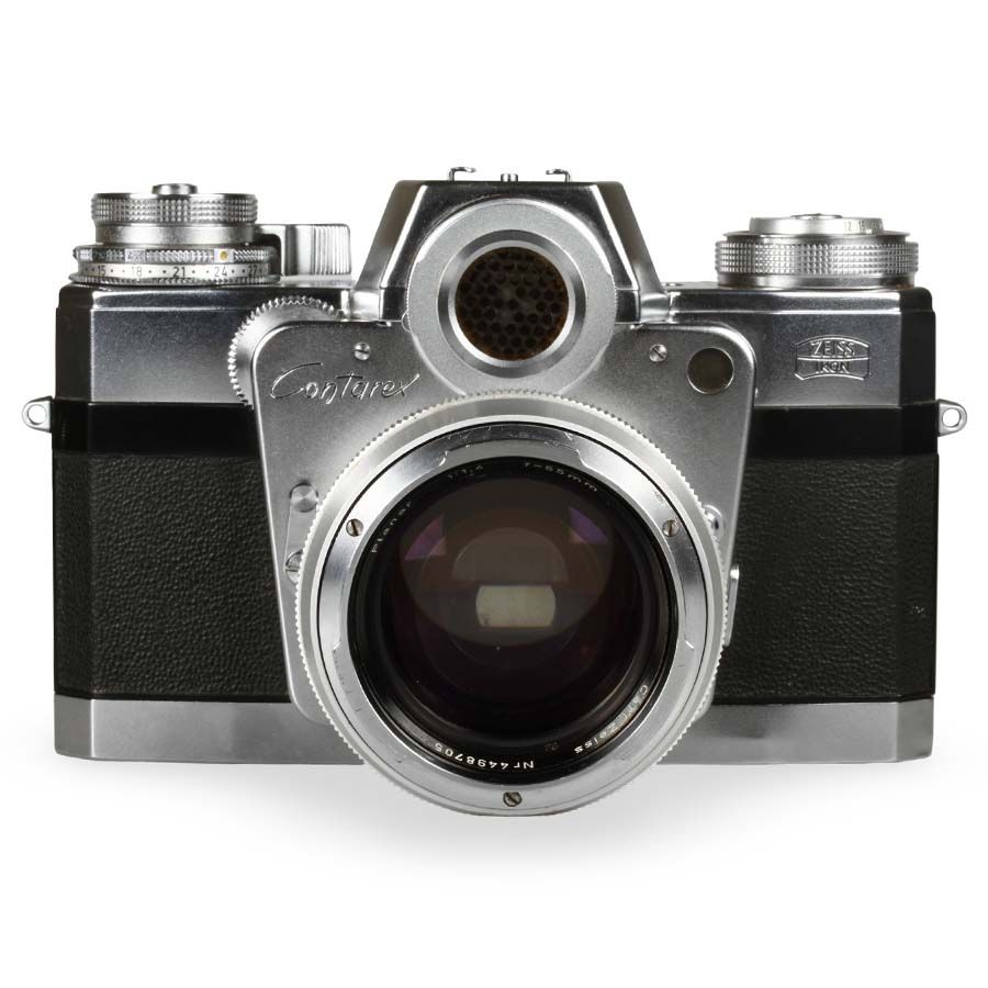 Câmera analógica 35mm Zeiss ikon Contarex I (Bullseye) com lente Planar 55mm f1.4 - USADO