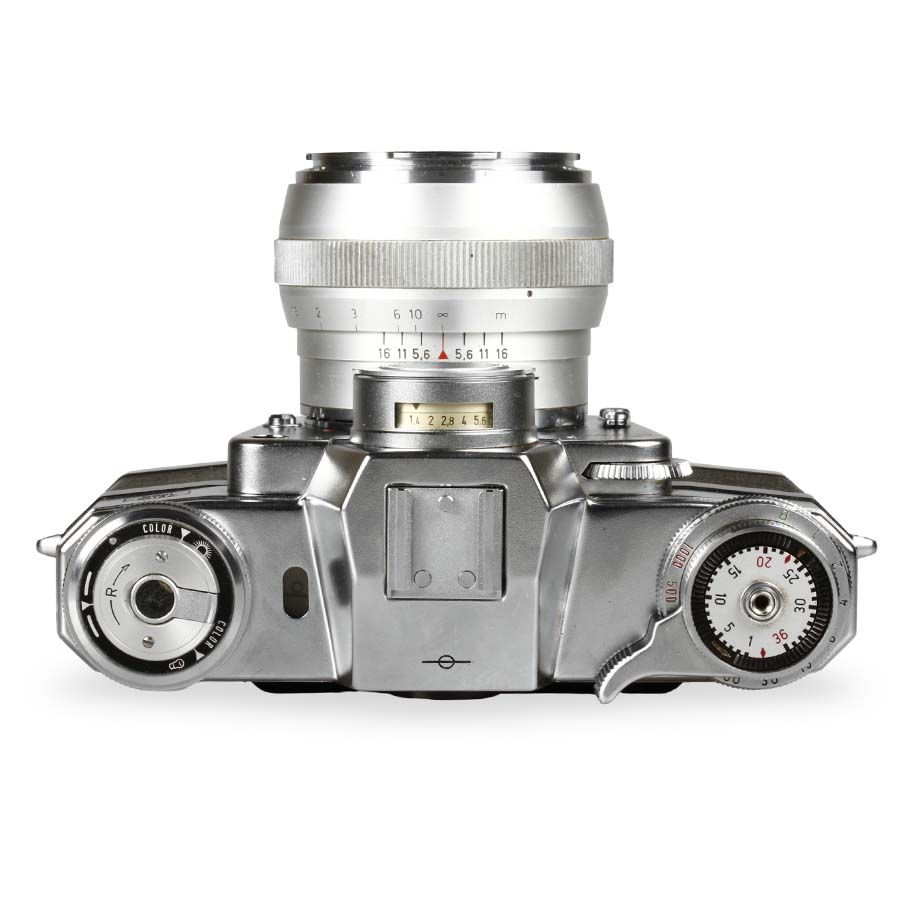 Câmera analógica 35mm Zeiss ikon Contarex I (Bullseye) com lente Planar 55mm f1.4 - USADO