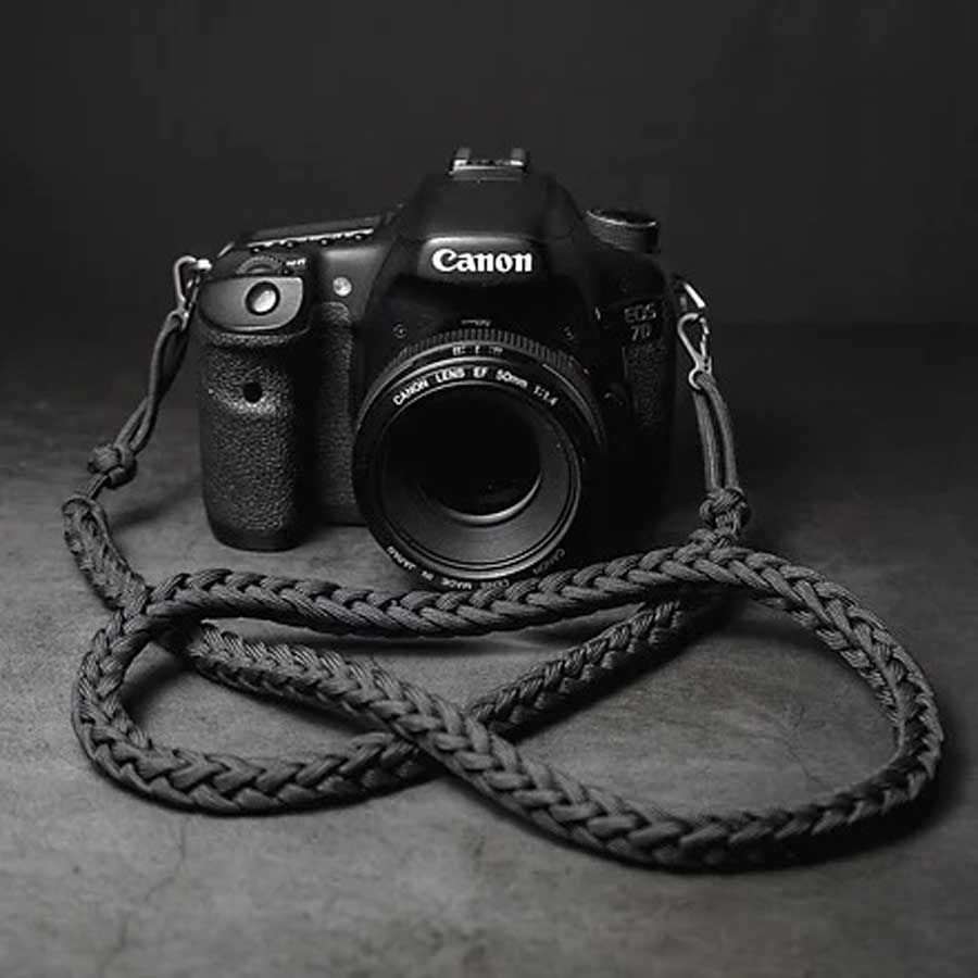 Alça de pescoço Mohave Cord Paracord 550 para câmera fotográfica - Preto