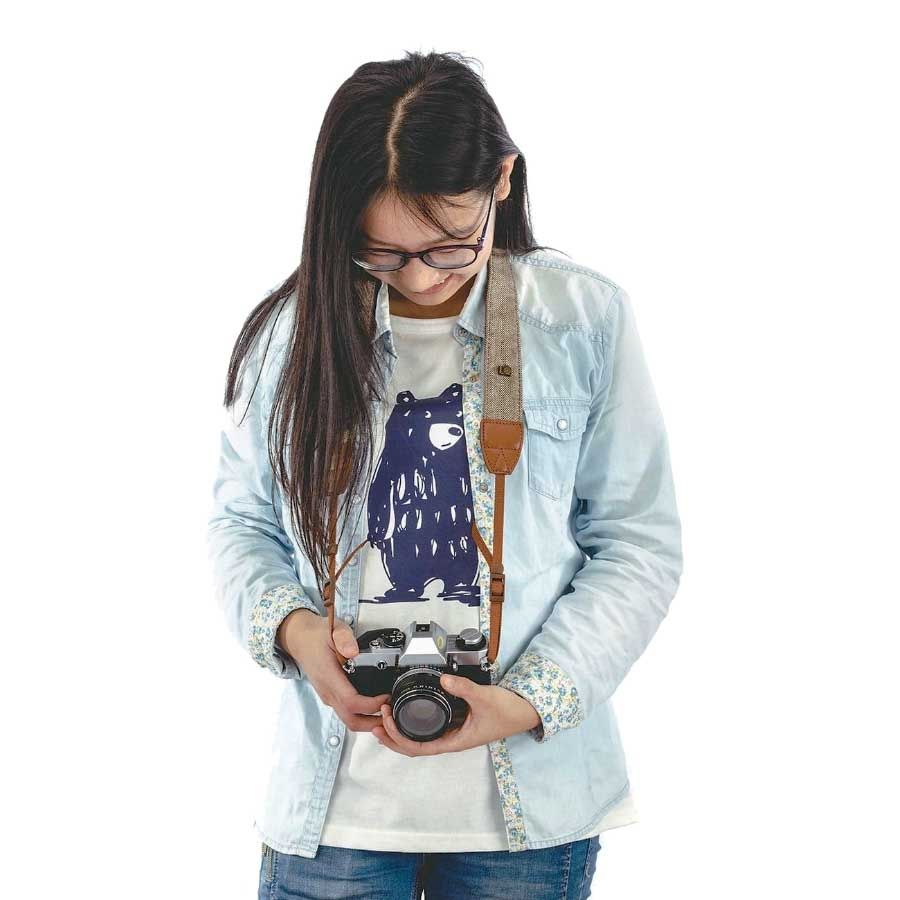 Alça de pescoço em algodão para câmeras DSLR (MARROM)