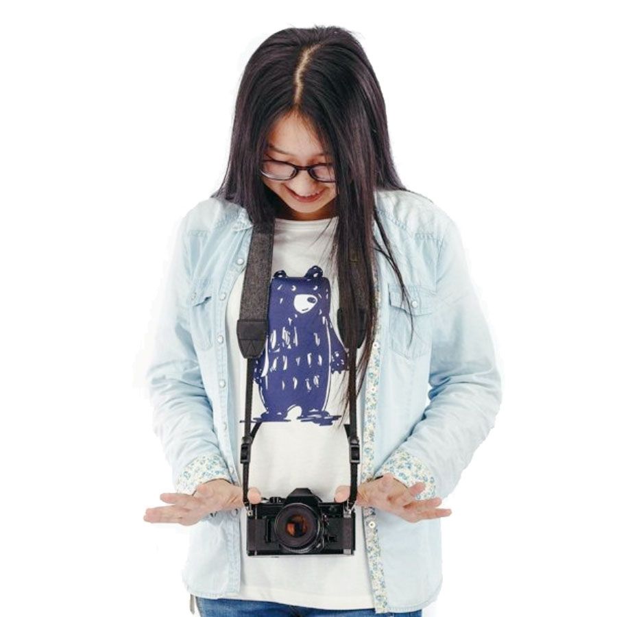 Alça de pescoço em algodão para câmeras DSLR (PRETO)