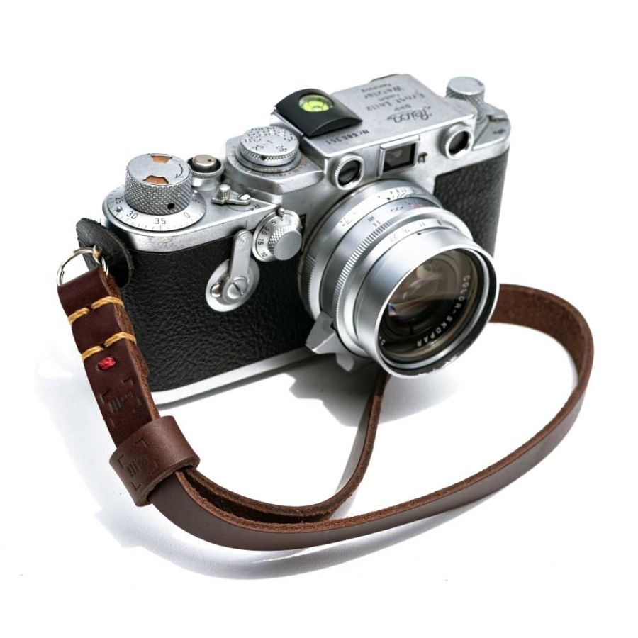 Alça de pulso luxLLi PLS-01 em couro legítimo para câmera fotográfica (café)