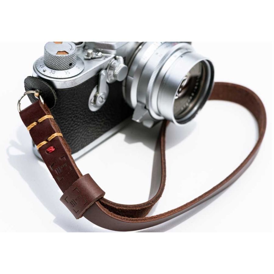 Alça de pulso luxLLi PLS-01 em couro legítimo para câmera fotográfica (café)