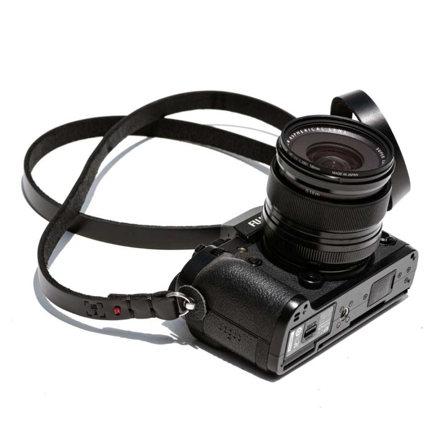 Alça de pescoço luxLLi PSC-01 em couro legítimo para câmera fotográfica (preto)