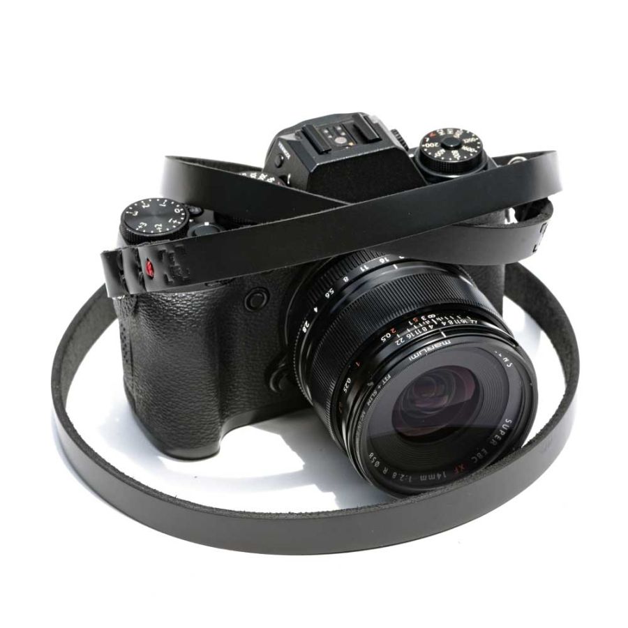 Alça de pescoço luxLLi PSC-01 em couro legítimo para câmera fotográfica (preto)