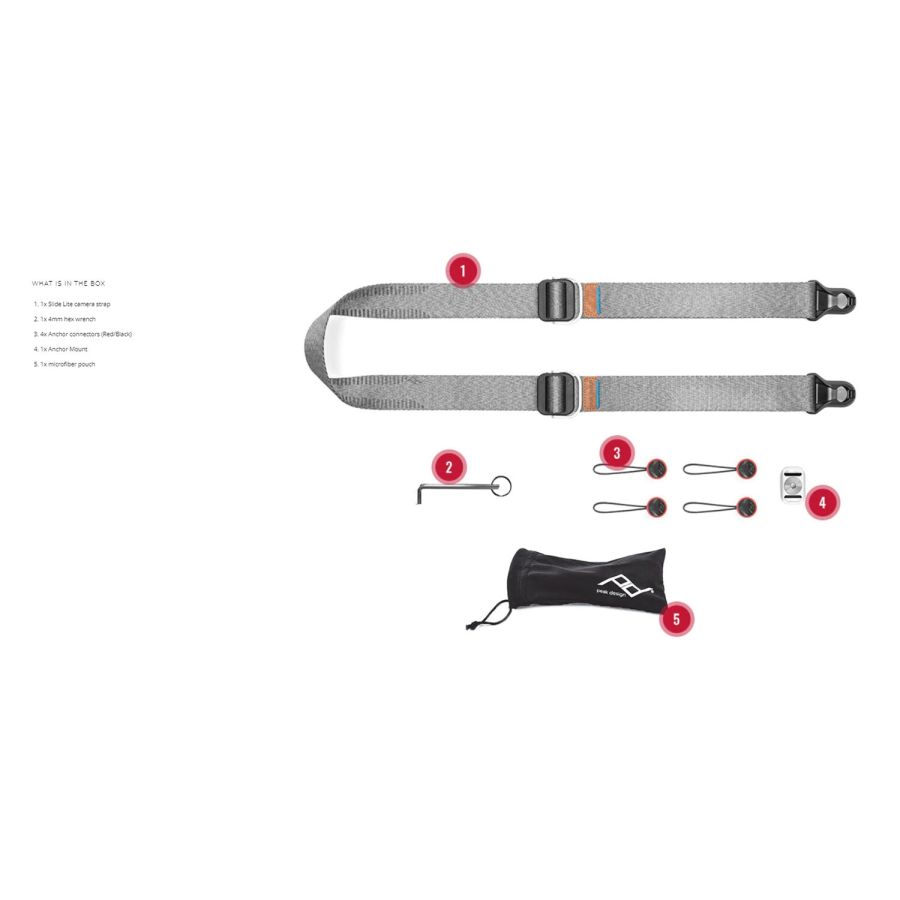 Alça de pescoço Peak Design Slide Lite SLL-AS-3 com sistema de liberação rápida (CINZA)