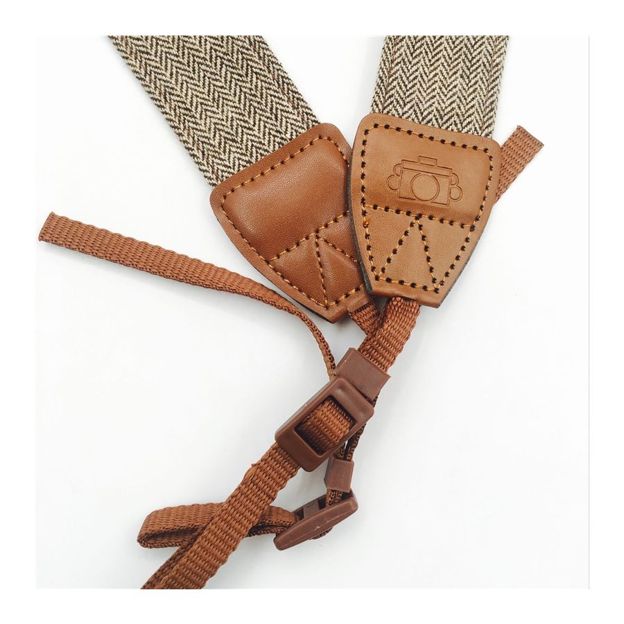 Alça de pescoço em algodão para câmeras DSLR (MARROM)