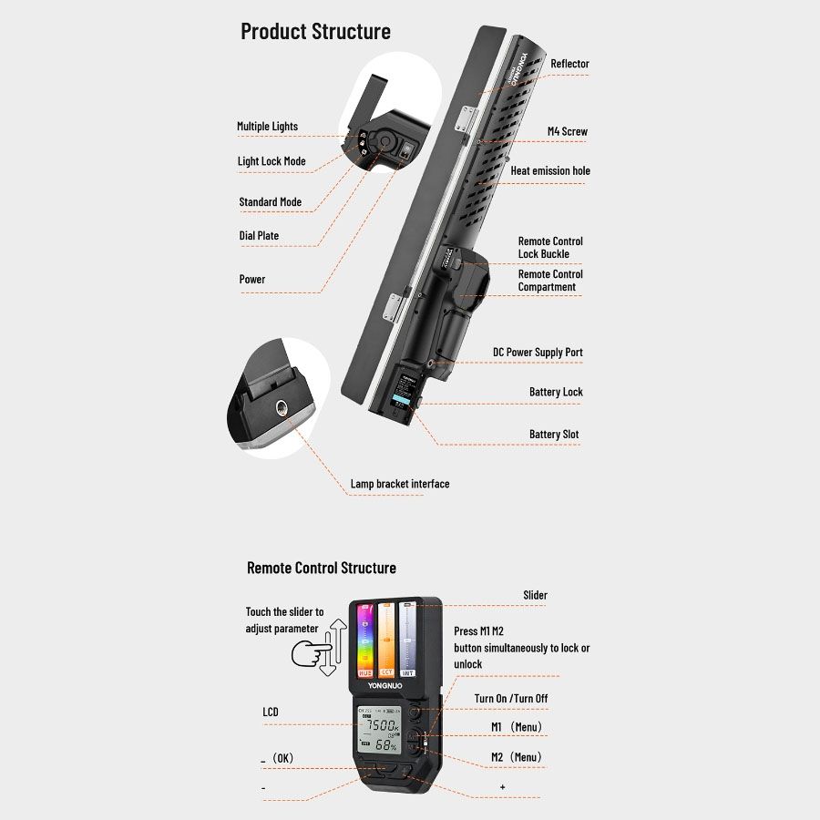 Bastão de LED multicolor RGB Yongnuo YN360IV (sem bateria e fonte)