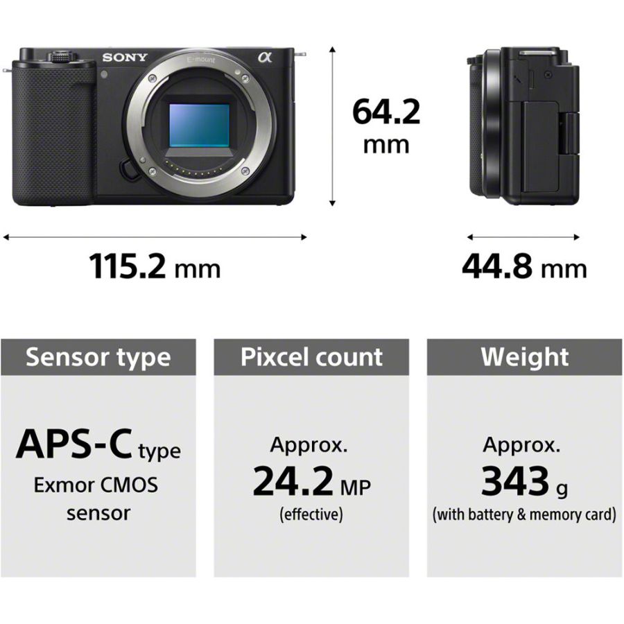 Câmera mirrorless Sony ZV-E10 com lente PZ E 16-50mm OSS