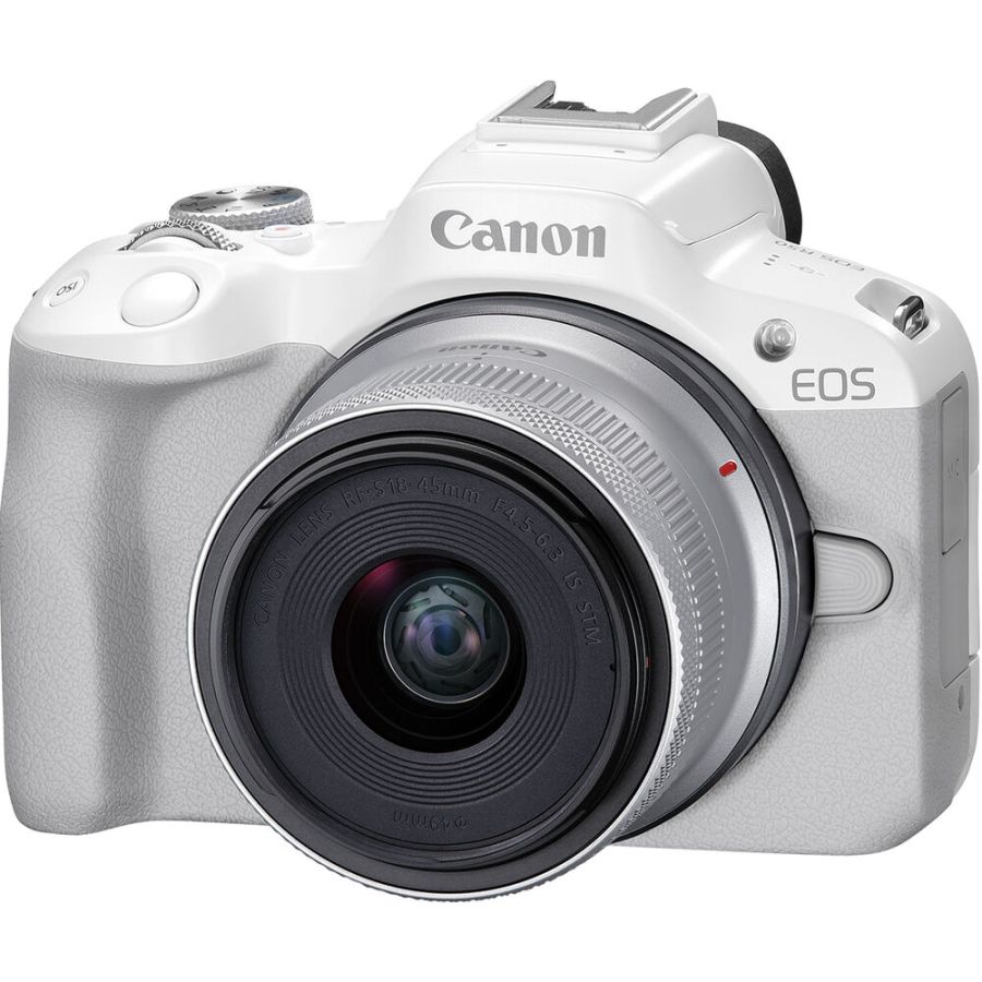 Câmera mirrorless Canon EOS R50 com RF-S 18-45mm IS STM (BRANCO)