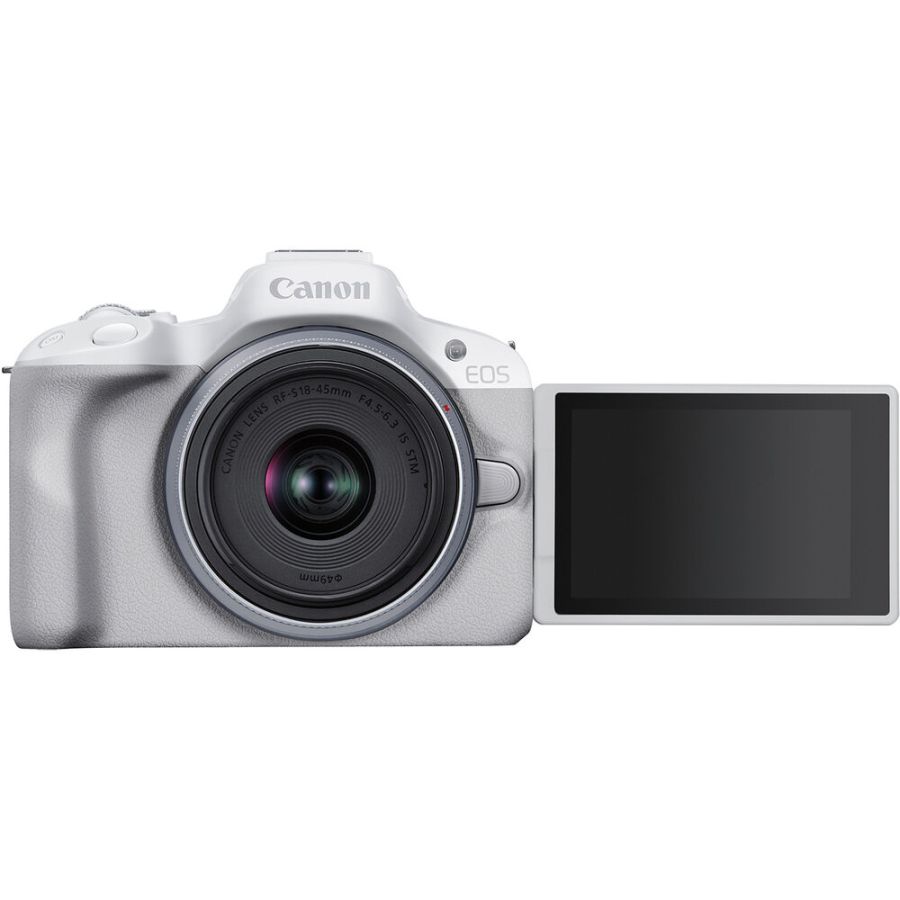 Câmera mirrorless Canon EOS R50 com RF-S 18-45mm IS STM (BRANCO)
