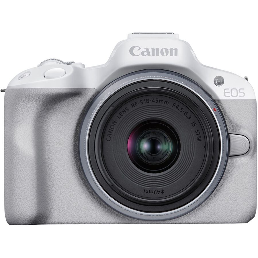 Câmera mirrorless Canon EOS R50 com RF-S 18-45mm IS STM (BRANCO)
