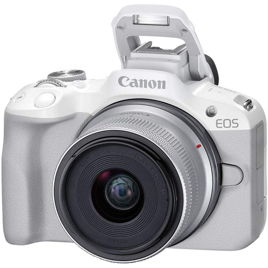 Câmera mirrorless Canon EOS R50 com RF-S 18-45mm IS STM (BRANCO)