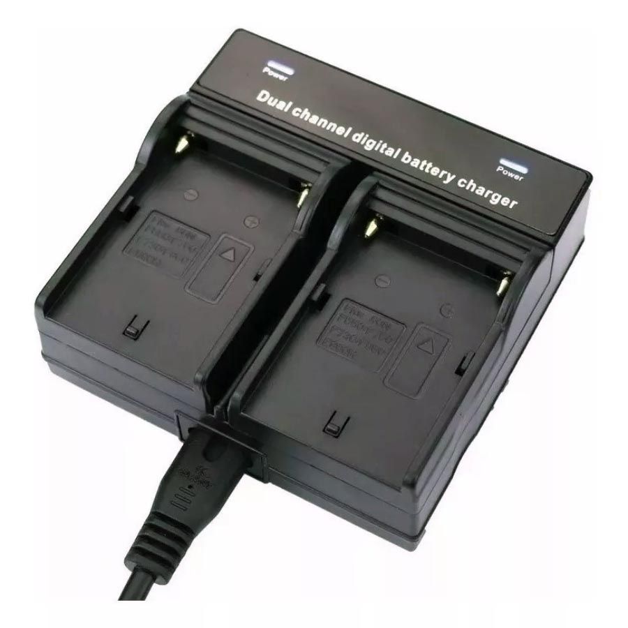 Carregador de bateria duplo CD9702 para NP-F970, NP-F750, NP-F770, NP-570, F-550
