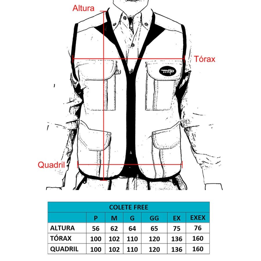 Colete MTK Free - Preto (Tamanho G)