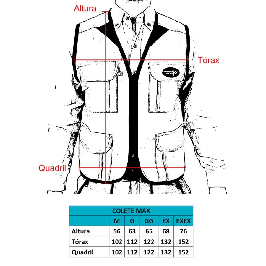 Colete MTK Max - Preto (Tamanho M)