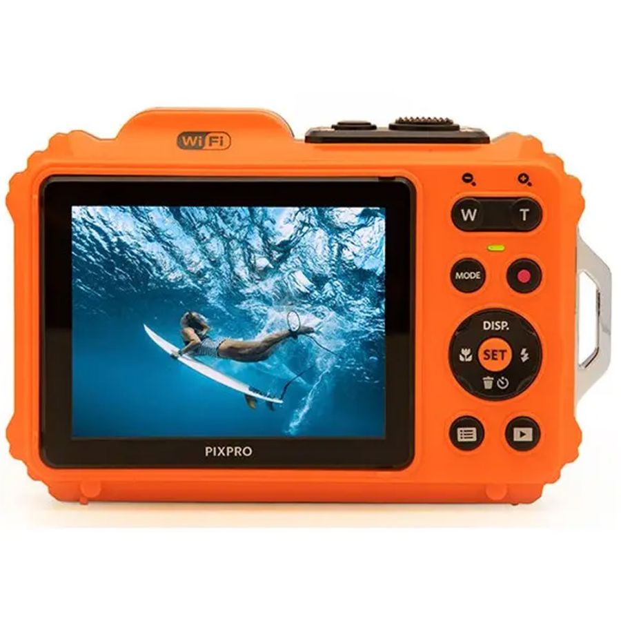 Câmera compacta Kodak PIXPRO WPZ2 à prova d'água (LARANJA) - kit com 2 baterias e cartão de 16GB