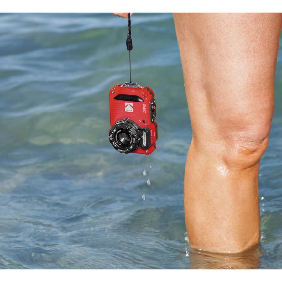 Câmera compacta Kodak PIXPRO WPZ2 à prova d'água (VERMELHO) - kit com 2 baterias e cartão de 16GB