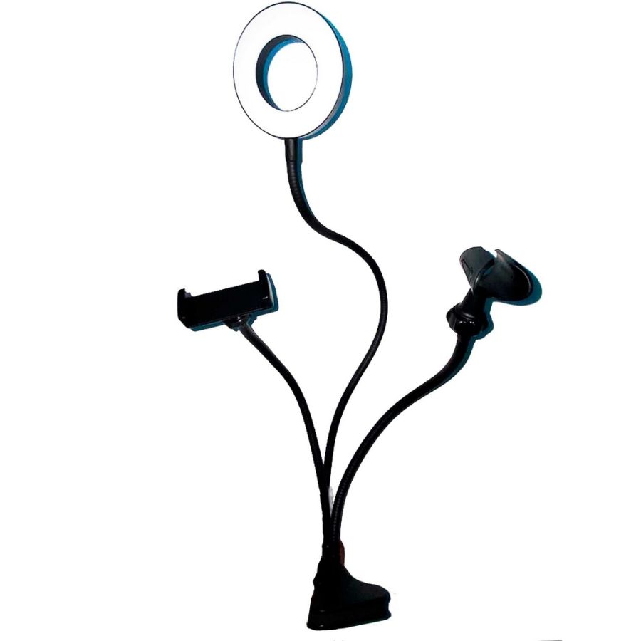 Iluminador de LED Circular Greika AL-06II Ring Light para live com suporte para microfone e para smartphone