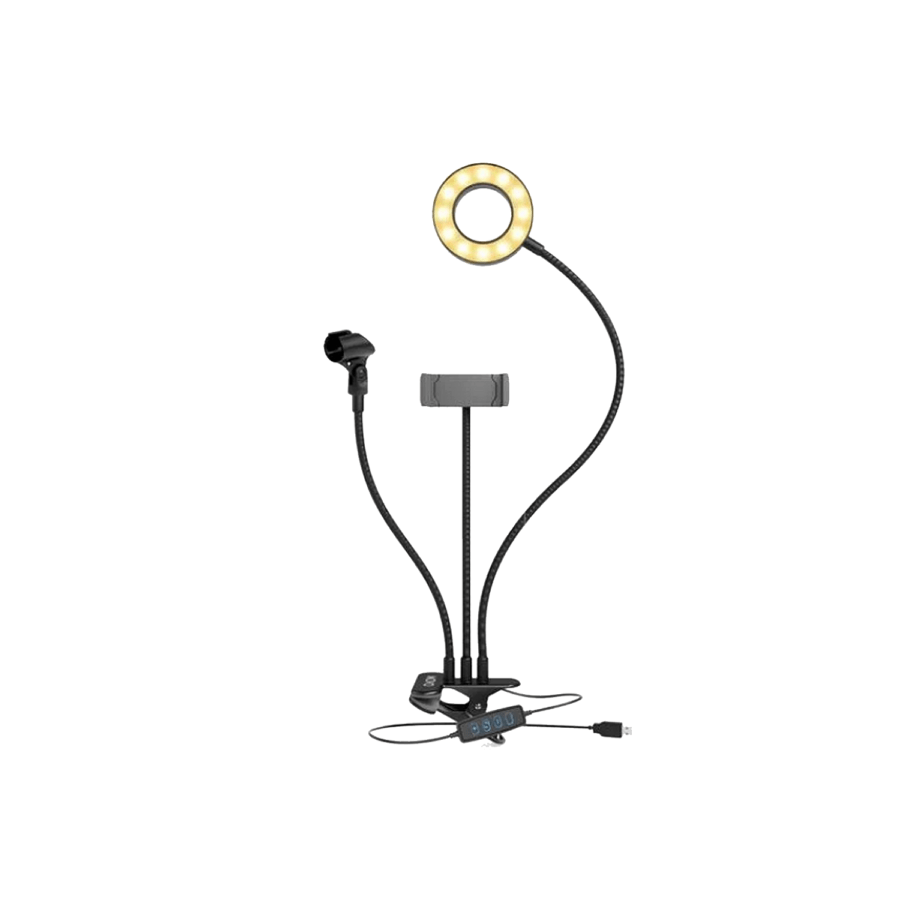 Iluminador de LED Circular Greika AL-06II Ring Light para live com suporte para microfone e para smartphone