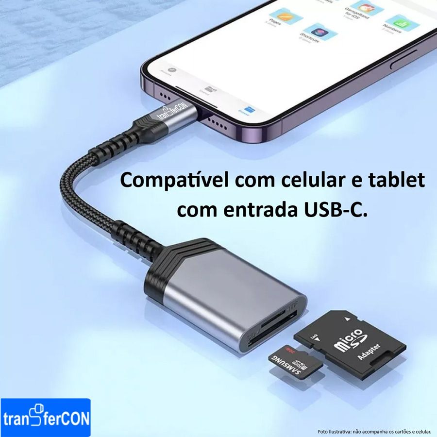 Leitor de cartão SD e microSD TransferCon FL-109 (USB-C)