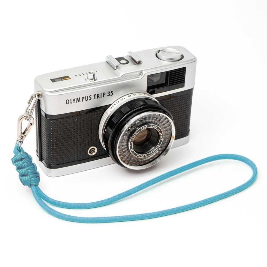 Alça de pulso Mohave Cord Nostalgic Paracord 550 para câmera fotográfica - Azul Ciano