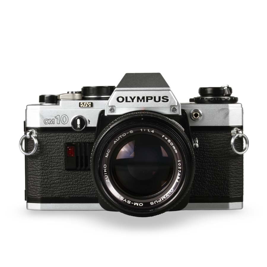 Câmera analógica 35mm Olympus OM10 com lente 50mm f1.4 + 28mm f2.8 - USADO