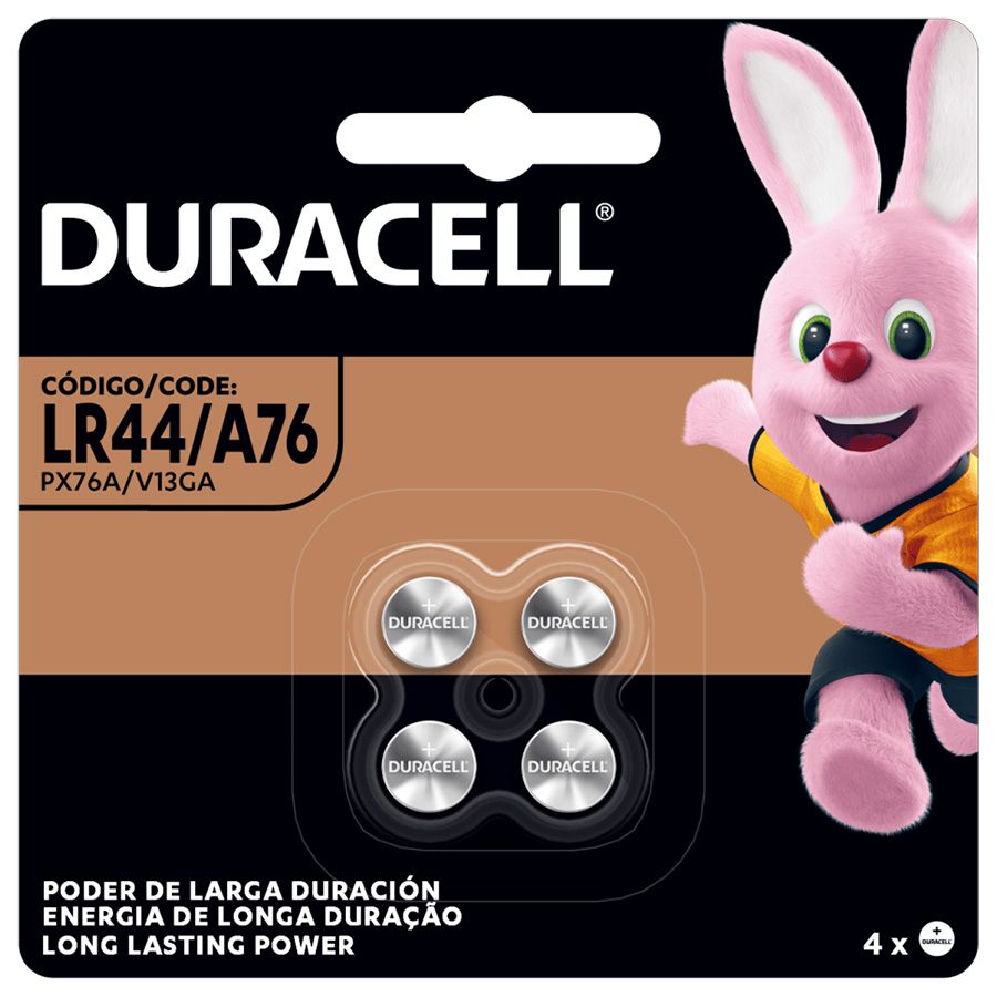 Pilha alcalina Duracell LR44 1.5V cartela com 4 unidades