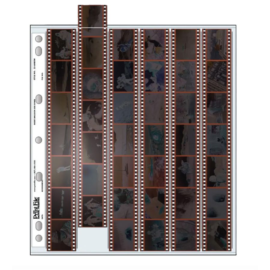 Porta-negativos Print File 35-6HBXW para tiras de filme fotográfico 35mm (1 folha)