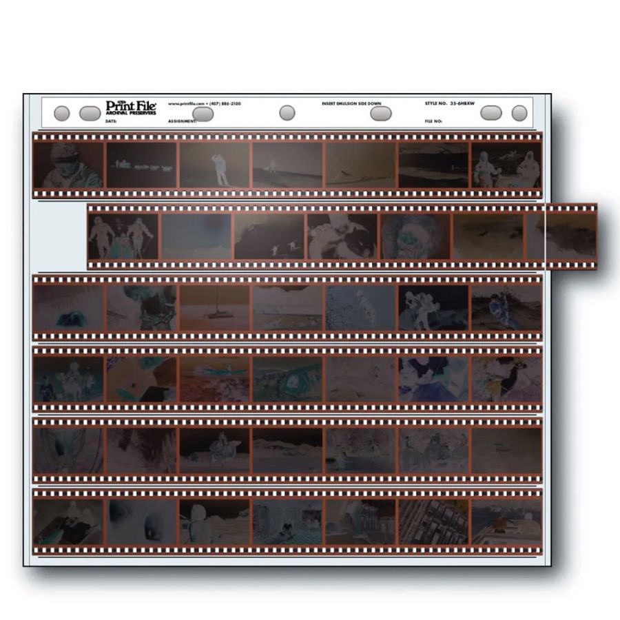Porta-negativos Print File 35-6HBXW para tiras de filme fotográfico 35mm (1 folha)