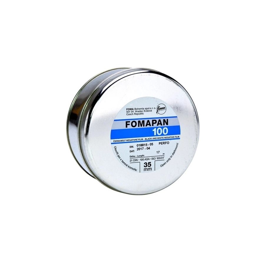 Lata de filme fotográfico 35mm Fomapan Classic ISO 100 Preto e Branco (30 metros de comprimento)