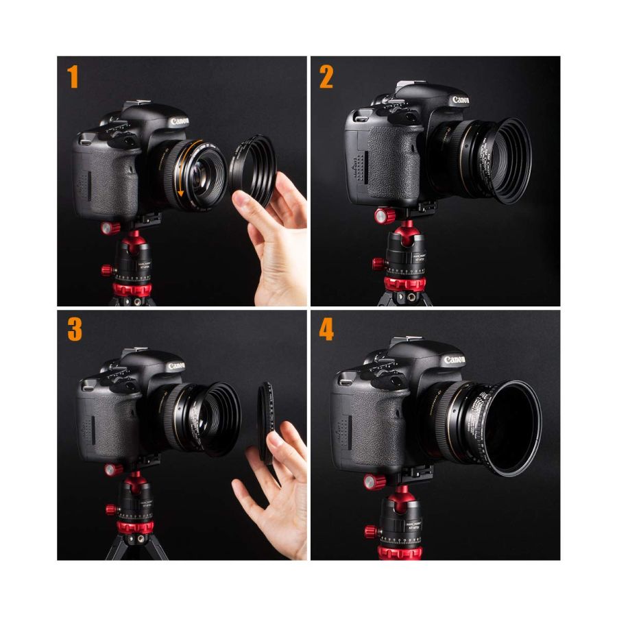 Kit universal de anéis adaptadores K&F Concept (Step Up + Step Down) 37-82 para filtro de lente (18 peças)