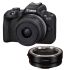 Câmera Canon EOS R50 com RF-S 18-45mm IS STM + Adaptador EF-EOS R