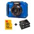 Câmera compacta Kodak PIXPRO WPZ2 à prova d'água (AZUL) - kit com 2 baterias e cartão de 16GB