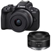 Câmera Canon EOS R50 com RF-S 18-45mm IS STM + RF 50mm f1.8 STM