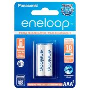 Pilha recarregável Panasonic AAA Eneloop 800mAh BK-4MCCE/2BB - Cartela com 2 unidades