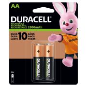 Pilha recarregável Duracell AA 2500mAh cartela com 2 unidades