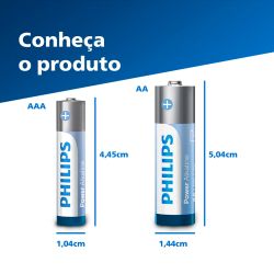 Pilha alcalina Philips AA e AAA LR036P20BP/59 - cartela com 20 unidades